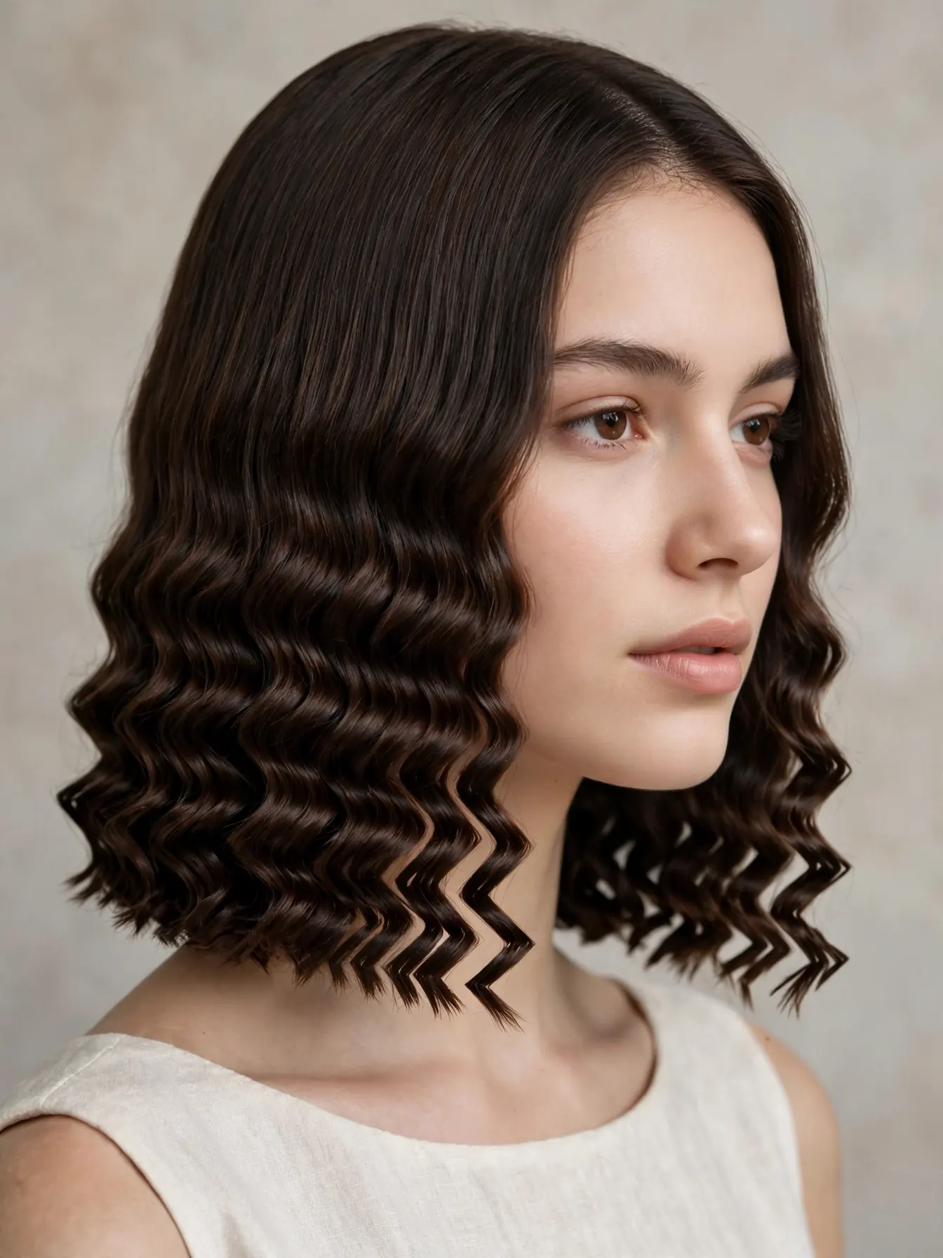 Lob with graduated crimped texture