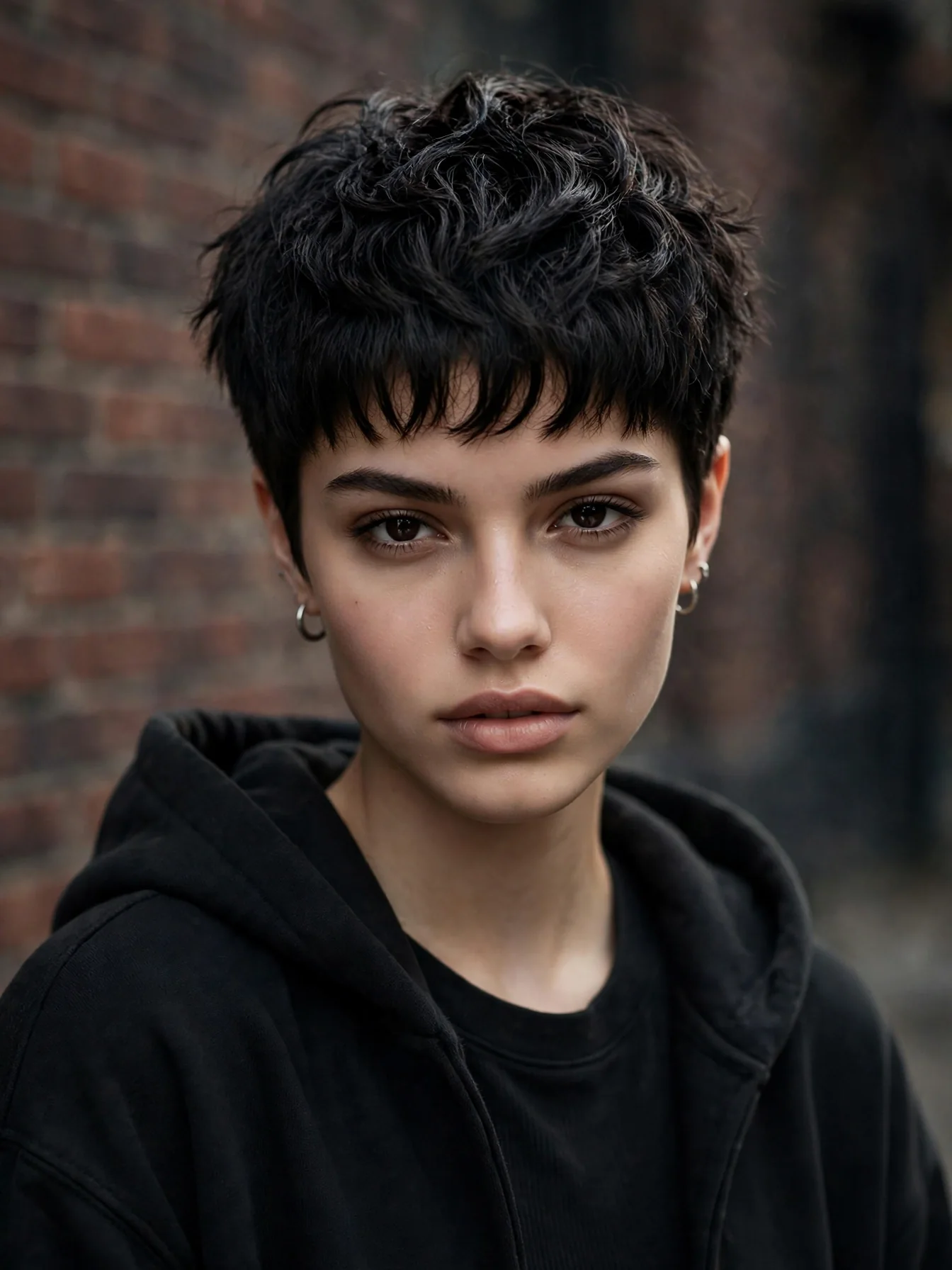 Pixie cut with crimped textured bangs